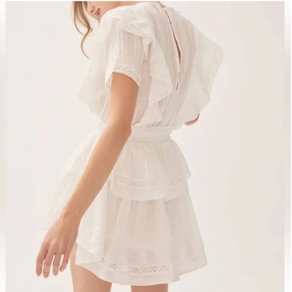 LAIT Collection white ruffle‎ mini dress Size XS